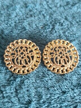 Gold Filigree Round Statement Earrings